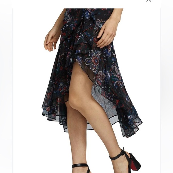 Veronica Beard Tiara Silk Ruffle Midi Skirt size 4 - Picture 2 of 9